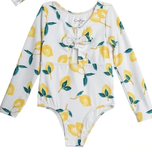 Jessica Simpson Toddler Girl 3T Lemon Cut Out Longsleeve One Piece Swimsuit - Picture 1 of 6